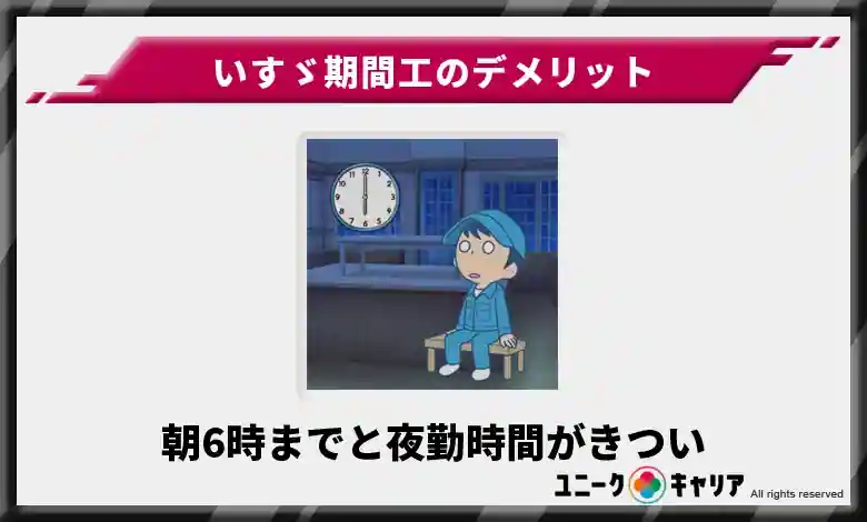 朝6時までと夜勤の時間がきつい