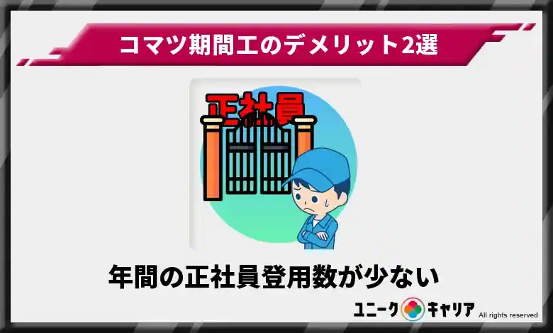 コマツ期間工から正社員登用は年間10〜20人