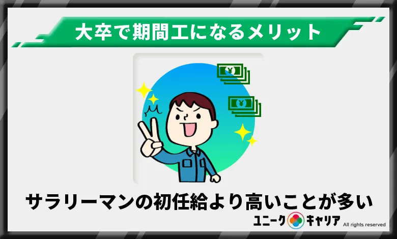 サラリーマンの初任給より給料が高いことが多い