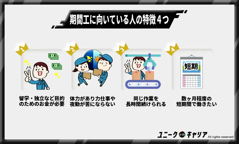 期間工が向いている人の特徴4選