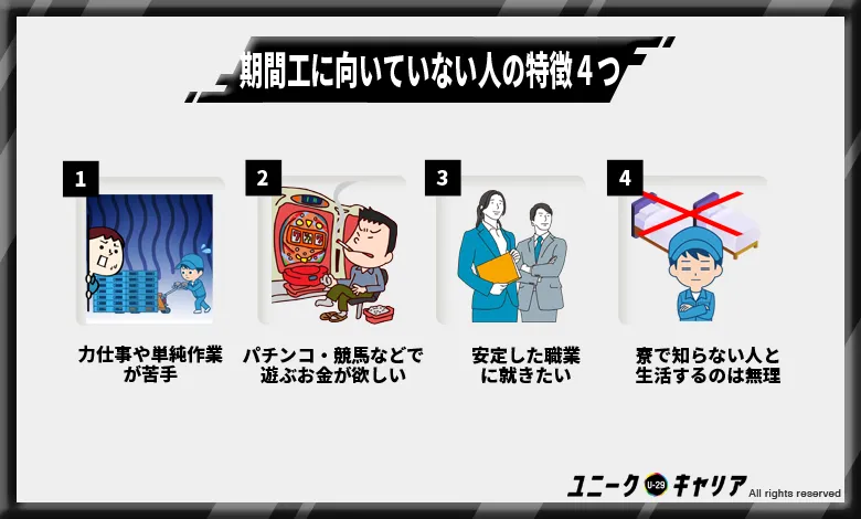 期間工が向いていない人の特徴5選